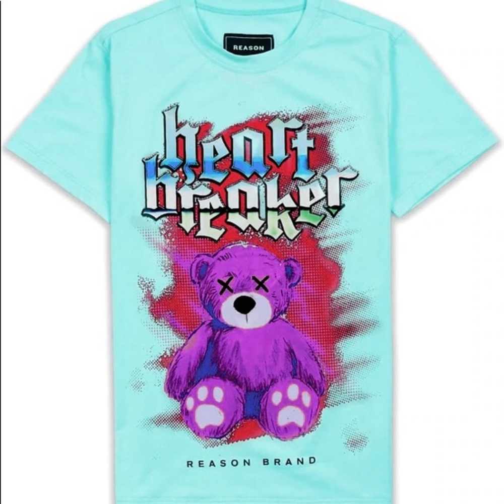 This blue Reason brand graphic t-shirt comes in size S-L